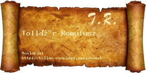 Tollár Romulusz névjegykártya